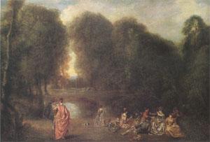 Jean-Antoine Watteau Assembly in a Park (mk05) oil painting image